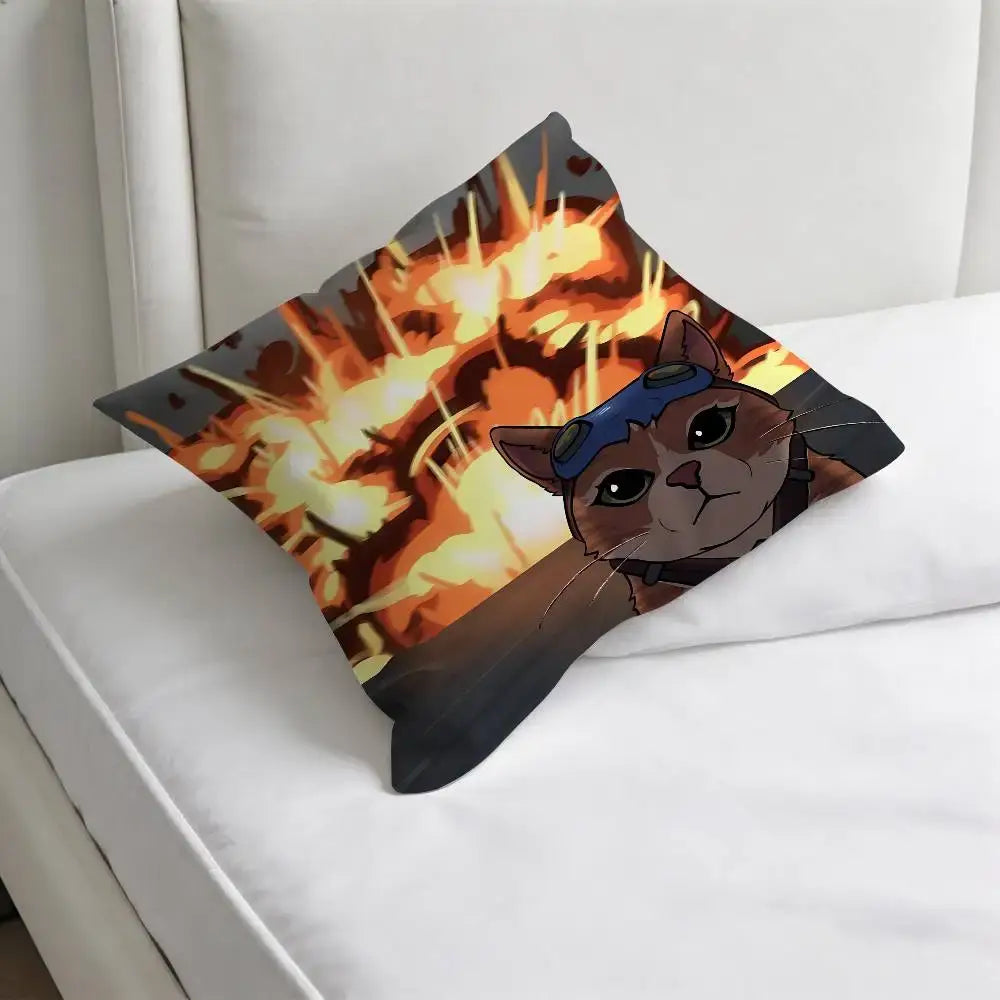 Capa de Almofada Quadrada Jetpack Cat O-Overwatch Gaming, Macia e Decorativa, para Sofá e Cama em Casa