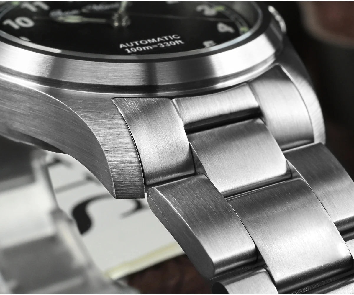 San Martin Simple Men's Watch 37mm Pilot Miyota 8215 Classic Military Explore Automatic Mechanical Watches Waterproof 100m