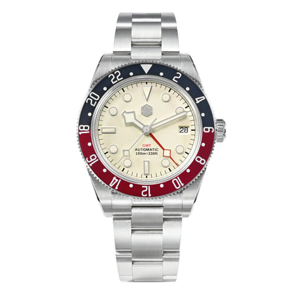 San Martin 39mm NH34 GMT Men's Luxury Watch Bidirectional Aluminum Bezel Automatic Mechanical Sapphire 100M Waterproof SN0109