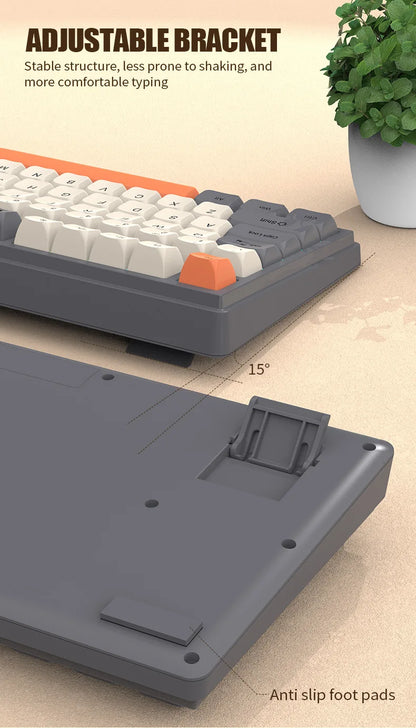Teclado Gaming K81 com 81 Teclas, Layout 80%, Espanhol, Russo, Coreano e Árabe, USB com Fio, Luz RGB, Botão de Volume, Ergonómico