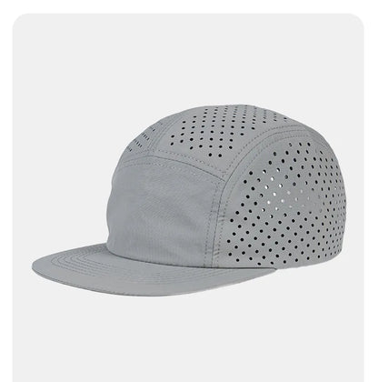 Quick-Dry 5 Panel Running Cap Laser Cut Perforated Breathable Sport Hat Ultra-Lightweight Soft Top Baseball Cap for Men Women