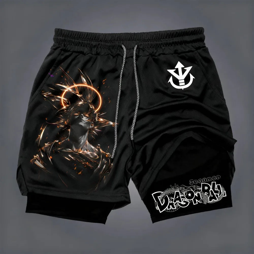 2026 Summer Dragon Ball Z Dark Inferno Spirit Goku 3D Printed Double-Layer Loose-Fitting Breathable Quick-Drying Short Pants
