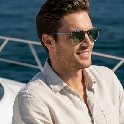 Caterside Polarized Round Sunglasses Men TR Frame Core Insert Leg Sun Glasses Women Set Retro Driving Fishing Punk Eyewear UV400