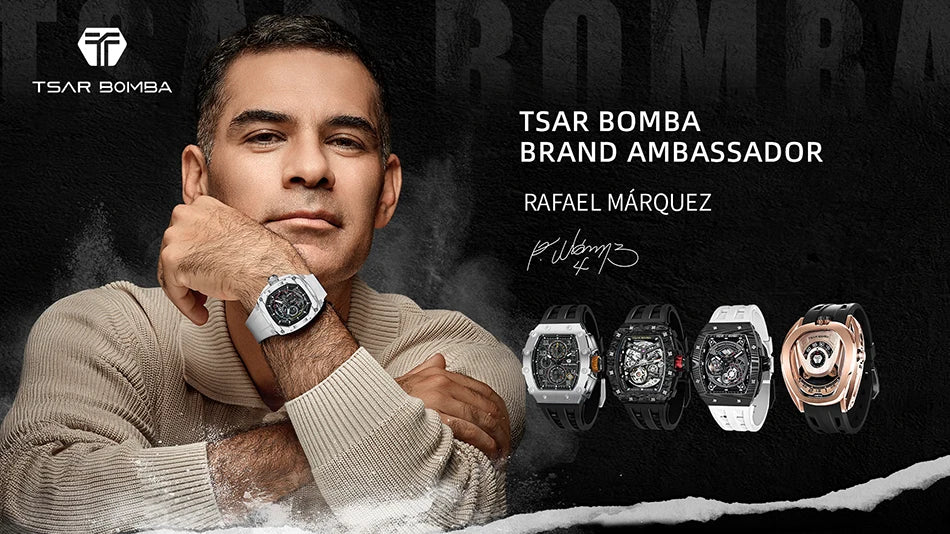 Reloj TSAR BOMBA New TB8204 para hombre, cronógrafo de cuarzo japonés, resistente al agua 50M, reloj de pulsera deportivo de moda, reloj masculino de lujo, regalo para hombre