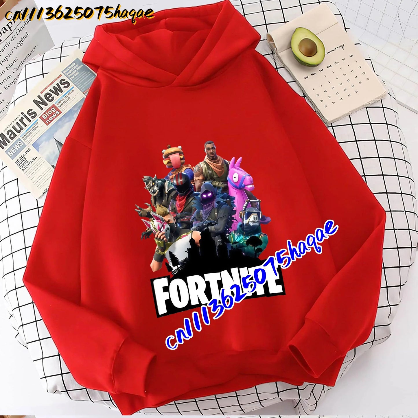 FORTNITED Kinder-Langarm-Hoodie für Mädchen und Jungen, Streetwear, Pullover-Sweatshirt für Babys, Anime-Mode, Kinderoberteil, Geschenk