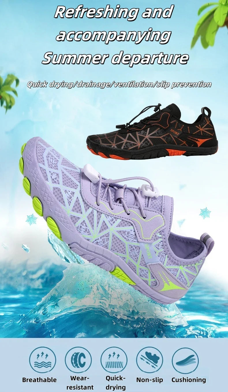 Barefoot shoes, quick-drying non-slip outdoor men's lightweight wading shoes, suitable for beaches, hiking, fitness, sports shoes size 36-4