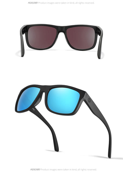 KDEAM Polarized Sunglasses Men Sports Tridimensional Brand Logo TR90 Square Sun Glasses All Black With Zipper Case KD0721