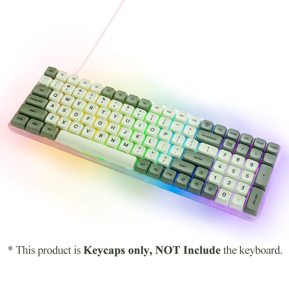 Set di keycap XDA PBT da 125 tasti Matcha Green per tastiera meccanica a 61/64/68/75/87/98/104/108 tasti per Cherry/Gateron/Otemu/Kailh