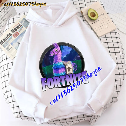 FORTNITED Kinder-Langarm-Hoodie für Mädchen und Jungen, Streetwear, Pullover-Sweatshirt für Babys, Anime-Mode, Kinderoberteil, Geschenk