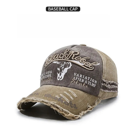 Neue coole Herren-Baseballcap aus gewaschener Baumwolle im Retro-Stil für alle Jahreszeiten – Outdoor-Sportkappe für Herren als Accessoire
