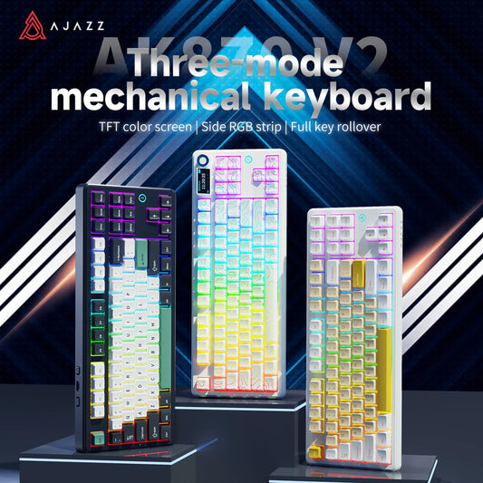 Ajazz AK870 V2 Gaming Mechanical Keyboard is a Hot-Swappable RGB Wired Gaming Keyboard Suitable for Various Scenarios on Laptops