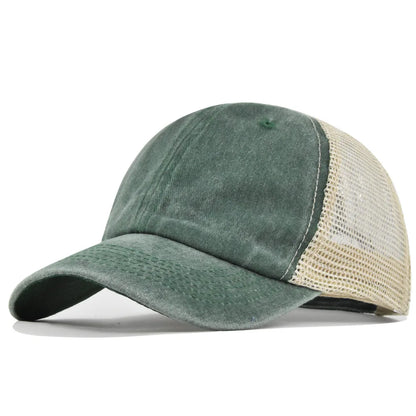 Custom Logo Blank Baseball Cap For Men Summer Breathable Mesh Hat Women Vintage Washed Distressed Trucker Sun Hats