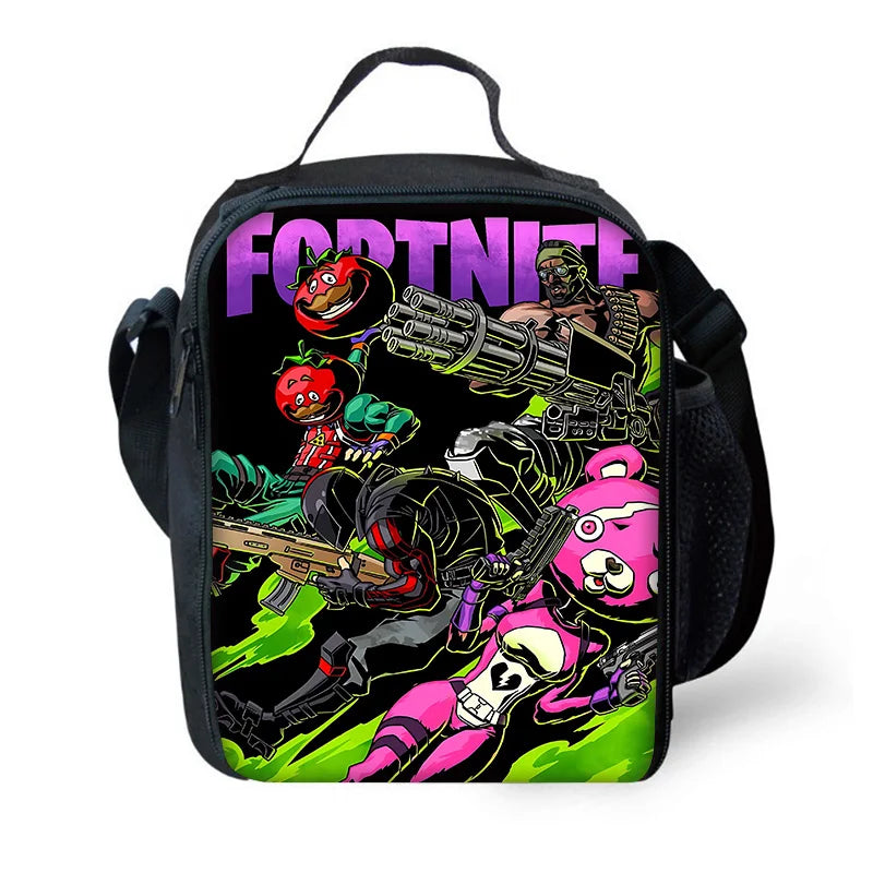 Børnerygsæk med populært spildesign, madtaske og penalhus, skoletaske med stor kapacitet til drenge og piger, perfekt gave F-FortniteS