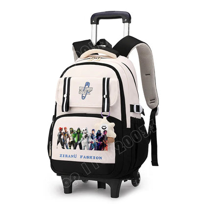 Fortnite Schüler-Rollrucksack mit großem Fassungsvermögen, wasserdichtem, leichtem Design, minimalistischer Laptop-Schultasche und lässiger Reisetasche