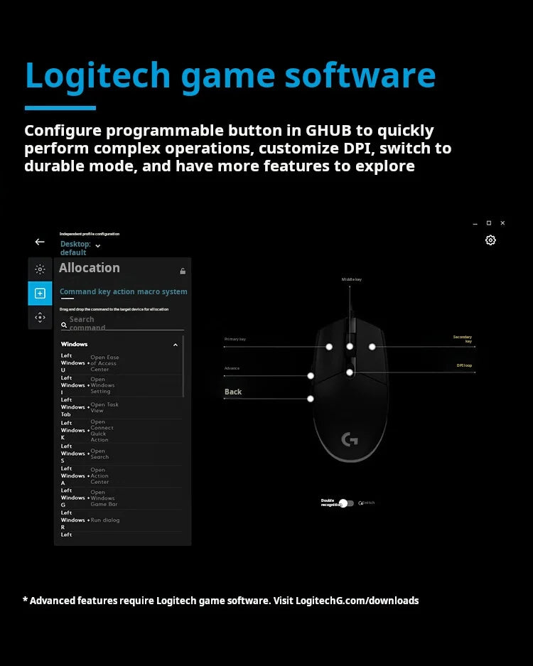 Mouse gaming wireless Logitech G304 LIGHTSPEED, mouse leggero e portatile con macro per Jedi Survival, FPS, League of Heroes ed Eat Chicken