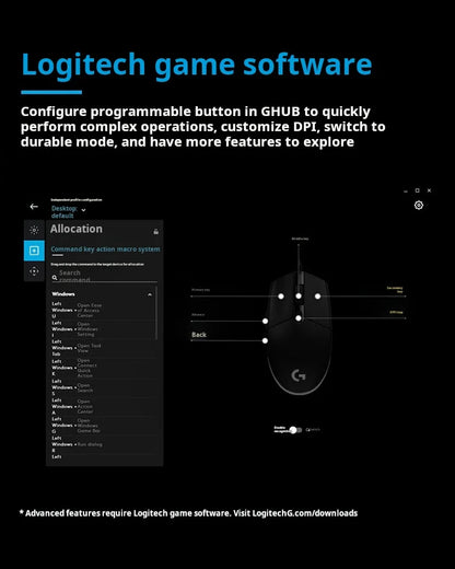 Mouse gaming wireless Logitech G304 LIGHTSPEED, mouse leggero e portatile con macro per Jedi Survival, FPS, League of Heroes ed Eat Chicken