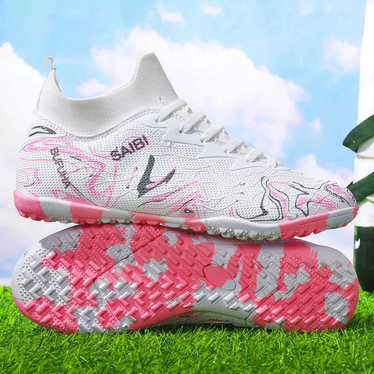 Chaussures de football TF pour adultes, économiques, en tissu PU mélangé, crampons en caoutchouc durables, antidérapantes, pour les passionnés de football amateur.