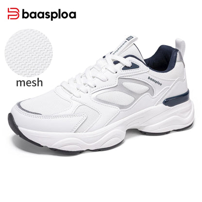 Baasploa Women's Walking Shoes Lightweight Mesh Breathable Sport Shoes Comfortable Soft Leather Casual Sneakers