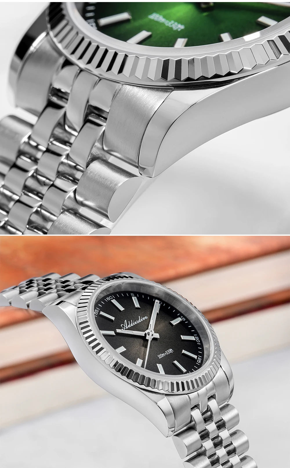 ADDIESDIVE Neue Herrenuhr AD2073, Saphirglas, 36mm, VH31 Sunburst Quarzuhr, 10Bar wasserdichte Taucheruhr, leuchtende Armbanduhr