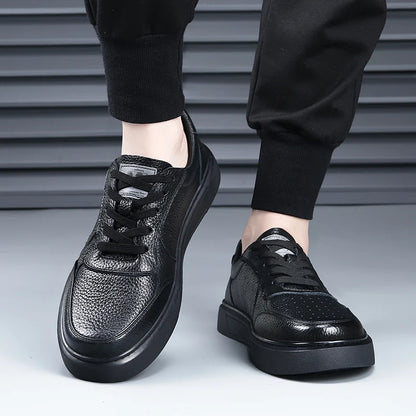Sapatilhas DIMANYU para homem em pele genuína, novas para o verão de 2026, sapatos casuais para homem com plataforma, atacadores, estilo simples e moderno, respiráveis