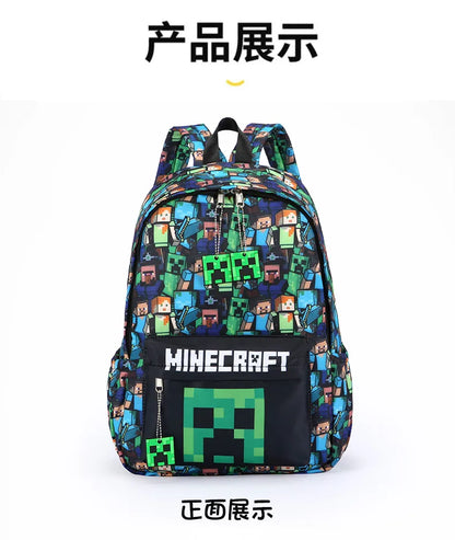 In Stock Minecraft Backpack Graffiti Print Lightweight School Backpack Casual Daily Travel Bag For Male Young Men Outdoor Use