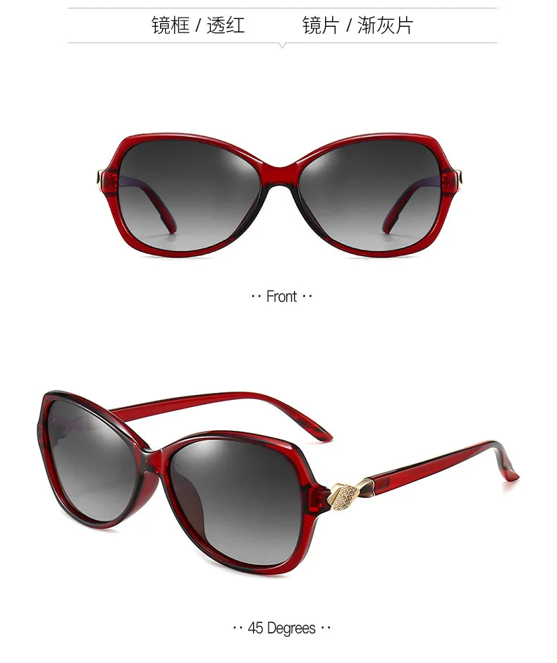 -75 -100 +125 Women Sunglasses Polarized Myopia Elegant Diamond-Embedded Frame Small Sunset Sunglasses Hyperopia Customization