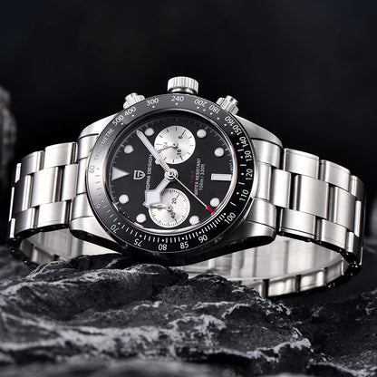 Zegarek męski PAGANI DESIGN „Panda” – luksusowy chronograf kwarcowy, wodoodporny, szkło szafirowe z powłoką antyrefleksyjną, sportowy zegarek z luminescencyjnymi wskaźnikami