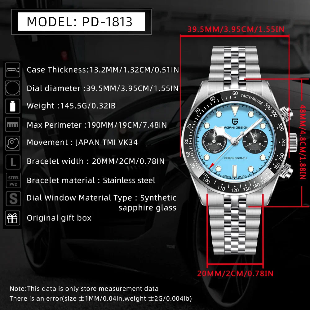 2026 New PAGANI DESIGN BB Flamingo Chronograph Luxury Sports Quartz Watch Men Sapphire mirror 100M Waterproof Fashion Wristwatch