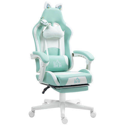 Homcom Gaming Chair with Adjustable Height Arms and Retractable Footrest
