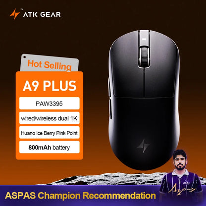 ATK Dragonfly A9 Ultra langaton pelihiiri PAW3950 ultrakevyt kolmitilainen ergonominen e-urheilun FPS-hiiri pelaajille A9 SE Plus