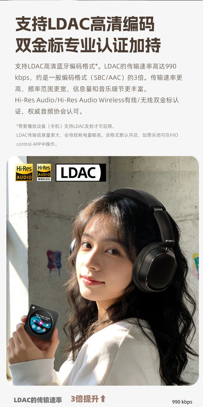 Auriculares FiiO EH13 inalámbricos Bluetooth ANC circumaurales – Headset gaming HiFi LDAC con cancelación de ruido, graves profundos y batería de larga duración
