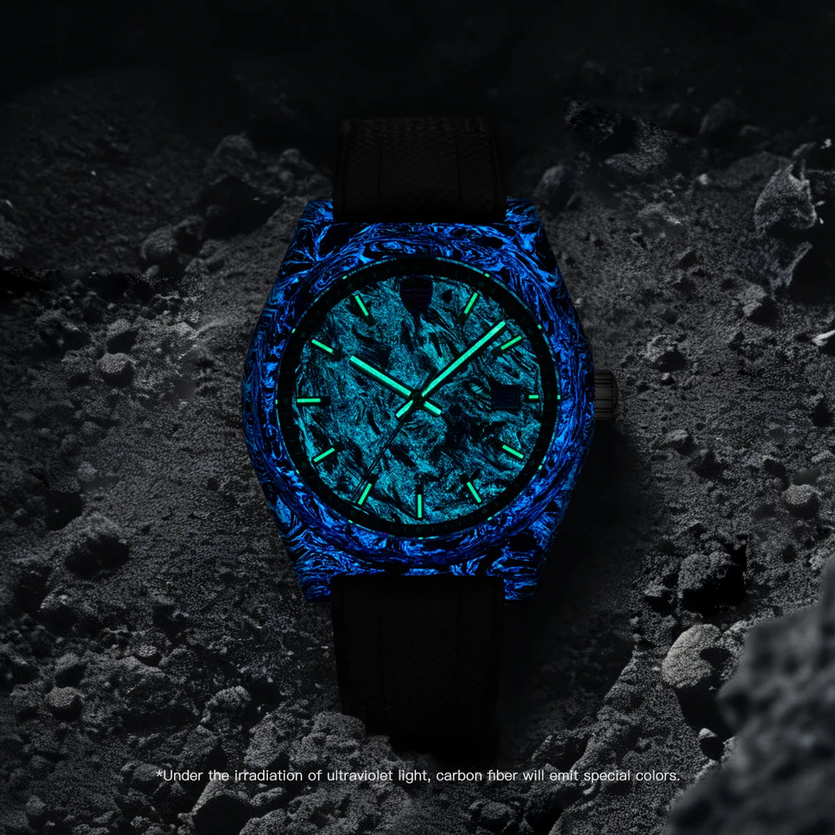 Orologio automatico luminoso in fibra di carbonio da 40mm, di lusso, impermeabile 100m, orologio subacqueo automatico da uomo con movimento Japan Miyota 8215