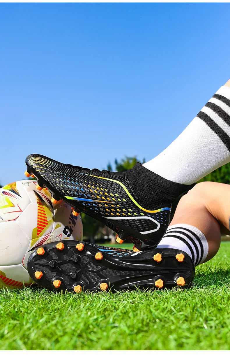 Chaussures de football FG/TF pour homme, bottes de football d'entraînement en plein air, baskets pour femme, chaussures de sport ultralégères antidérapantes, crampons de football pour terrain synthétique, grande taille