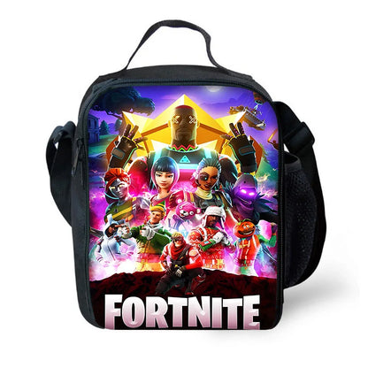 Bolsa térmica infantil aislante de gran capacidad FortniteS, popular entre gamers, para niños y niñas, estudiantes, actividades al aire libre y almuerzos reutilizable