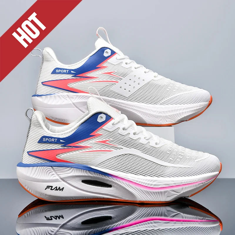 Zapatillas de running nuevas con placa de carbono para maratón, deportivas para hombre, transpirables y ligeras, zapatillas deportivas cómodas antideslizantes para mujer, estilo casual