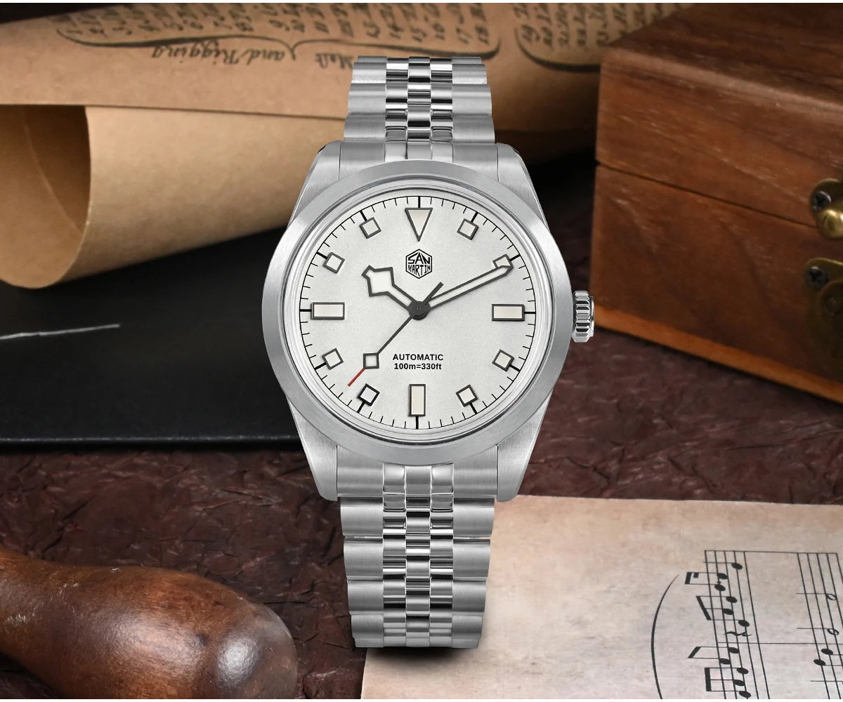 San Martin 38mm Men's Sport Watch Fashion Luxury Explore Climbing Automatic Mechanical Sapphire Waterproof 5 Links Bracelet BGW-9