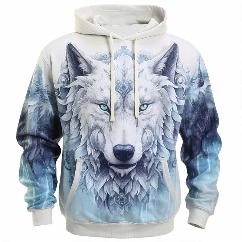 Felpe con cappuccio 3D Print Animal Wolf da uomo e donna, moda autunnale streetwear oversize, pullover Y2K unisex