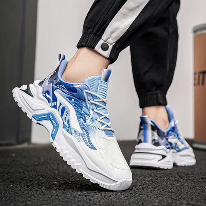 Men's Sports Shoes Fashion Lace-Up Versatile Non-Slip Thick Soled Teenagers Daily Wear Comfortable Casual Running Shoes for Men