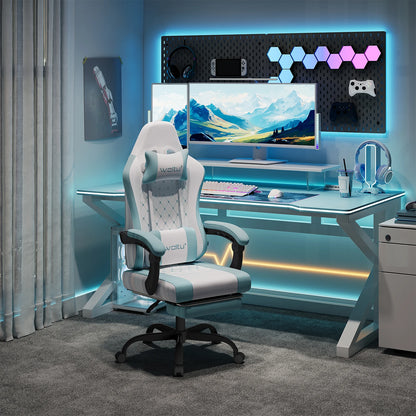 Sedia da ufficio girevole WOLTU con funzione massaggio, poltrona ergonomica con cuscino e poggiapiedi, sedia gaming regolabile in altezza