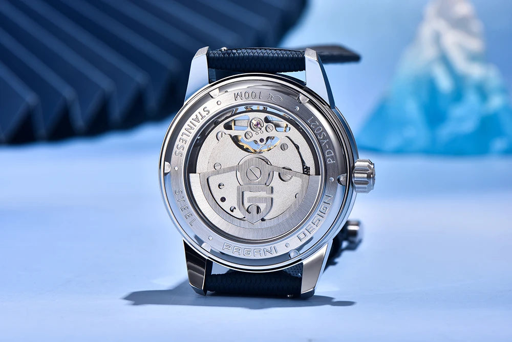 PAGANI DESIGN – Luxusné mechanické pánske hodinky, 41 mm, zafírové sklo, kožený remienok, vodotesné, v štýle pilotných hodín, s tourbillonom a fázou mesiaca