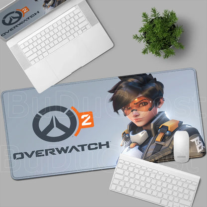 Tapete de rato gaming Overwatch Anime Girl grande XXL com impressão HD, base para teclado de computador, portátil e escritório, tapete de secretária em borracha macia 900x400 MM
