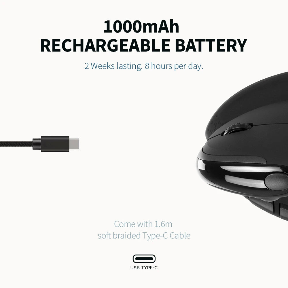 Rato Vertical Ergonómico Delux M618XSD Seeker com Ecrã OLED 4000DPI, Recarregável, 1000mA e Tampa Traseira Amovível para Computador