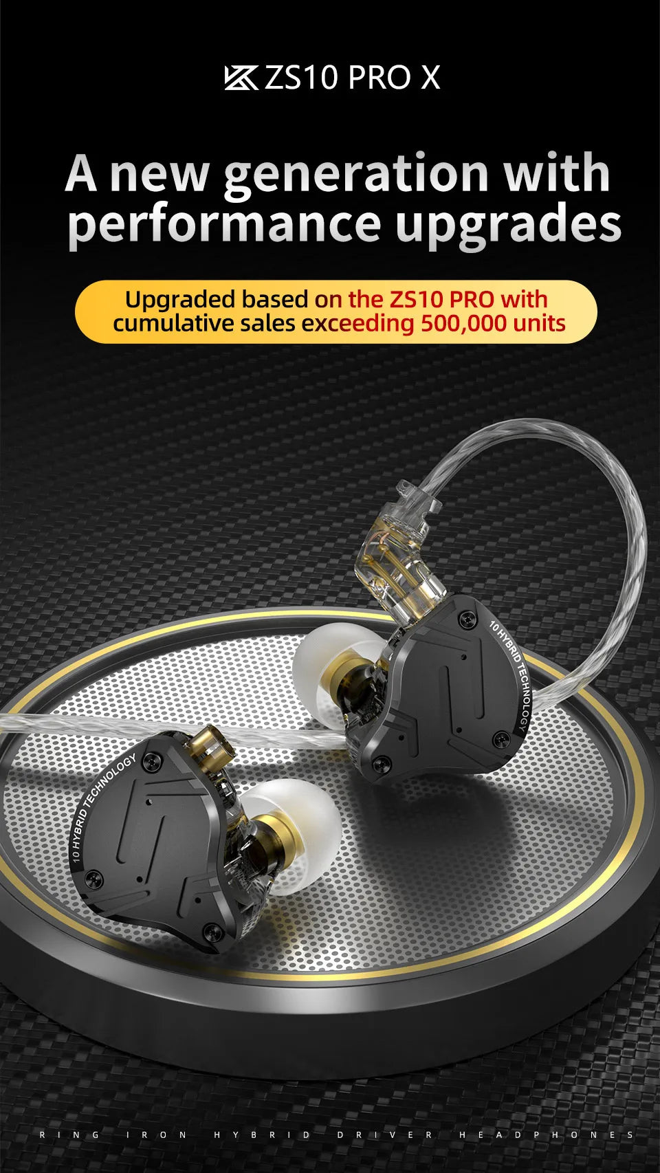 KZ ZS10 Pro X kabelgebundene In-Ear-Ohrhörer HiFi-Bass-Monitor-Earbuds mit abnehmbarem Kabel und Mikrofon