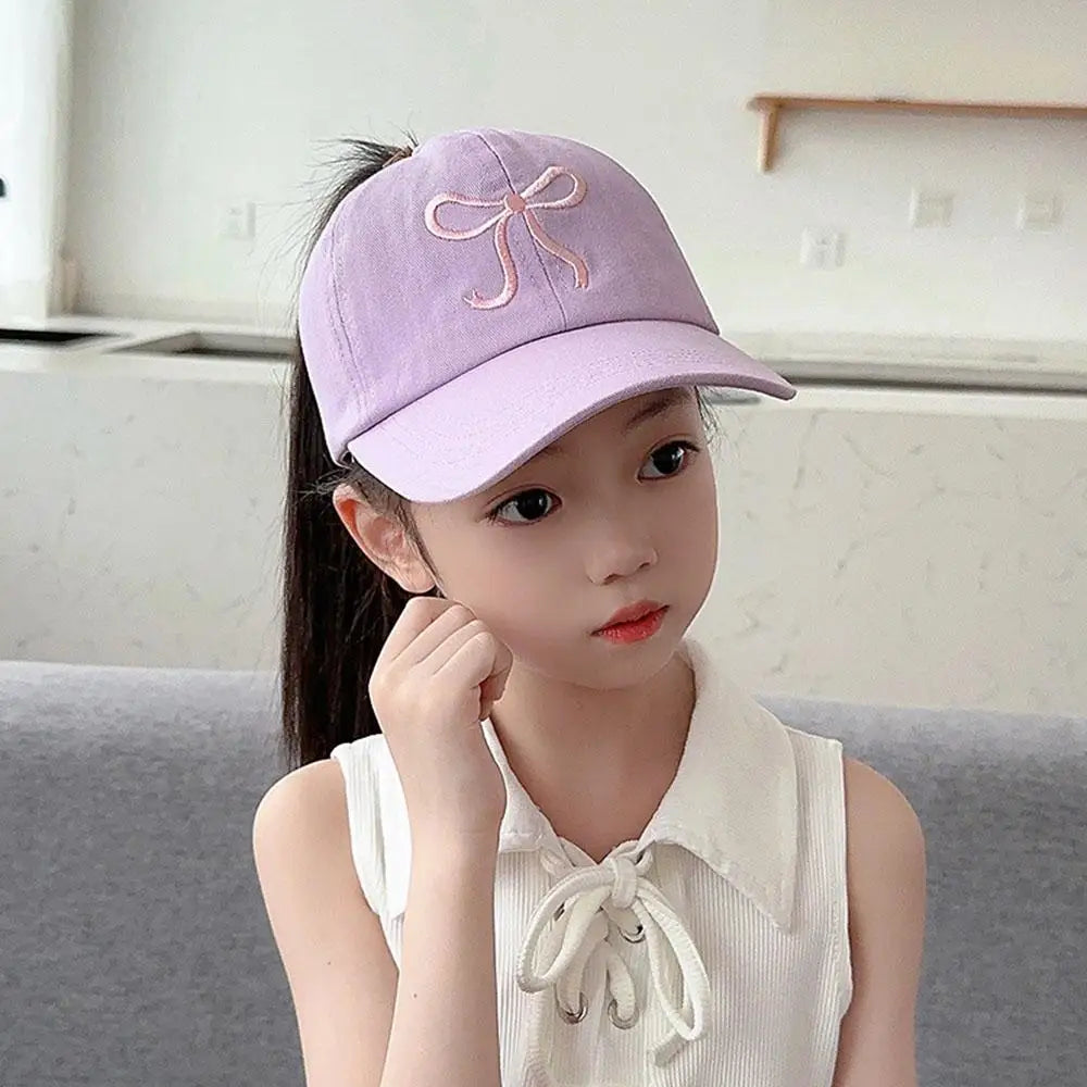 Fashion Kids Baseball Caps for Boys Girls Sun Hat Hollow High Ponytail Caps Children Sunshade Baseball Caps for age 4-12 Years