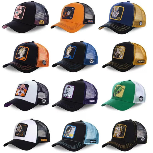 Dragon Ball Anime Embroidered Duck Tongue Mesh Hat Adjustable Breathable Baseball Hat Men's and Women's Outdoor Sunshade Hat