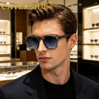 CATERSIDE Retro Punk Men Sunglasses Small Frame Square Personalized Design Sun Glasses Women Travel Party Business Festival Gift