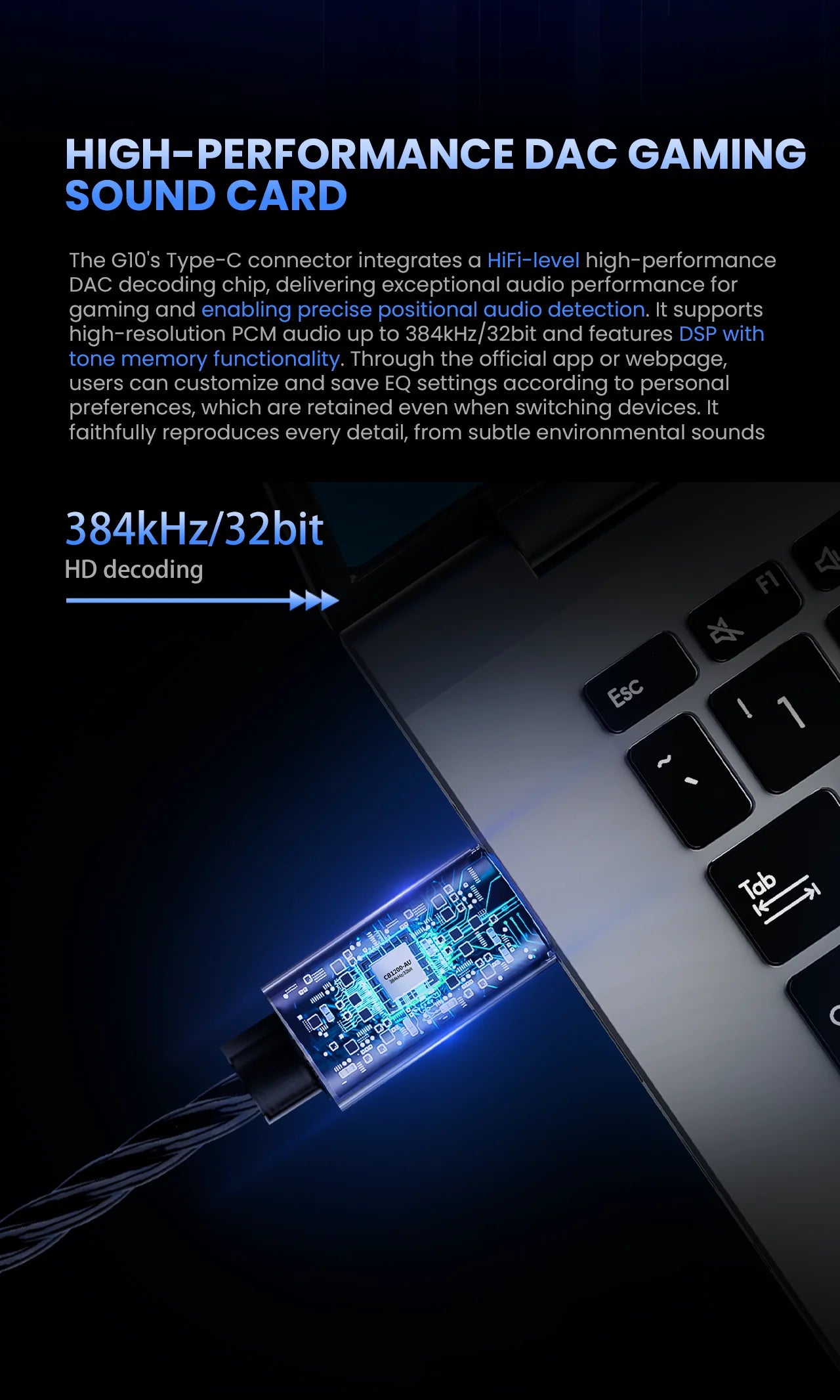 EPZ G10 kabelgebundene HiFi-Gaming-Ohrhörer – Type-C & 3.5mm In-Ear-Monitor-Kopfhörer mit DAC, Geräuschisolierung, abnehmbarem Kabel & Mikrofon