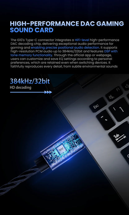 EPZ G10 kabelgebundene HiFi-Gaming-Ohrhörer – Type-C & 3.5mm In-Ear-Monitor-Kopfhörer mit DAC, Geräuschisolierung, abnehmbarem Kabel & Mikrofon