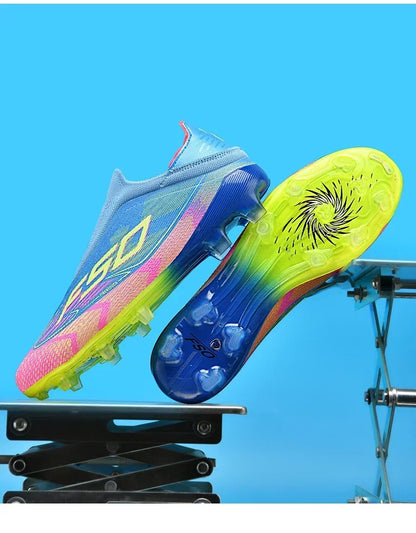 Nouvelles chaussures de football pour hommes, légères, très vendues, de haute qualité, crampons pour terrain en herbe, chaussures de football mi-hautes, baskets antidérapantes pour l'extérieur.