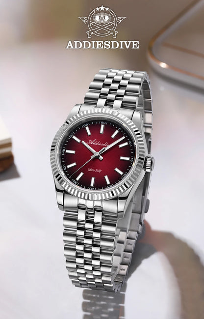 ADDIESDIVE Neue Herrenuhr AD2073, Saphirglas, 36mm, VH31 Sunburst Quarzuhr, 10Bar wasserdichte Taucheruhr, leuchtende Armbanduhr